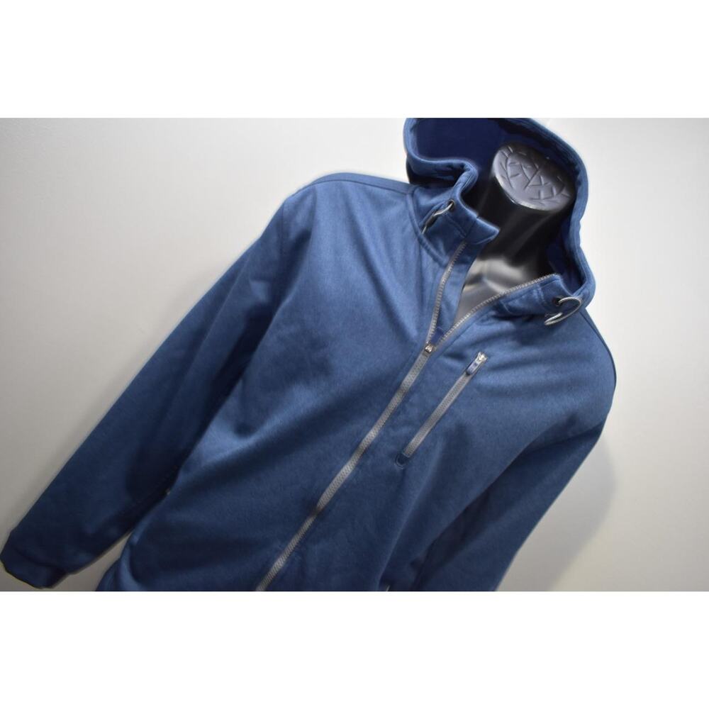 Izod Fleece SoftShell Jacket Hooded Full Zip Blue Performance Mens Size XL - Picture 4 of 8